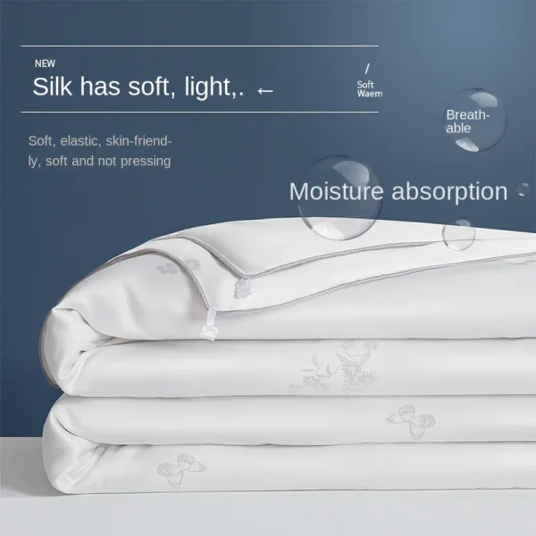 100% Mulberry Silk Comforters Cotton Jacquard Silk Filling Spring Summer Quilts Soft Warm Single Double Queen Duvet Comforters - Image 3